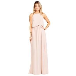 Show Me Your Mumu Heather Maxi Dress Dusty Blush Crisp Halter Tie